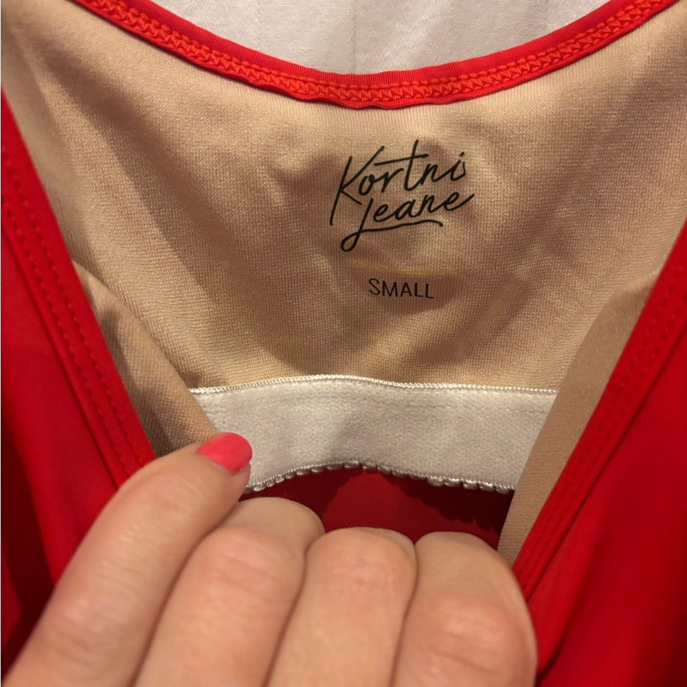 Kortni Jeane Red Flowy Bikini Tankini Top - Picture 2 of 7